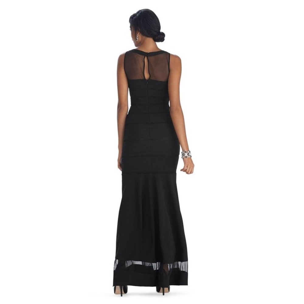 WHITE HOUSE BLACK MARKET Sleeveless Shadow Stripe Black Gown sz 6 NEW Women's - Picture 3 of 13